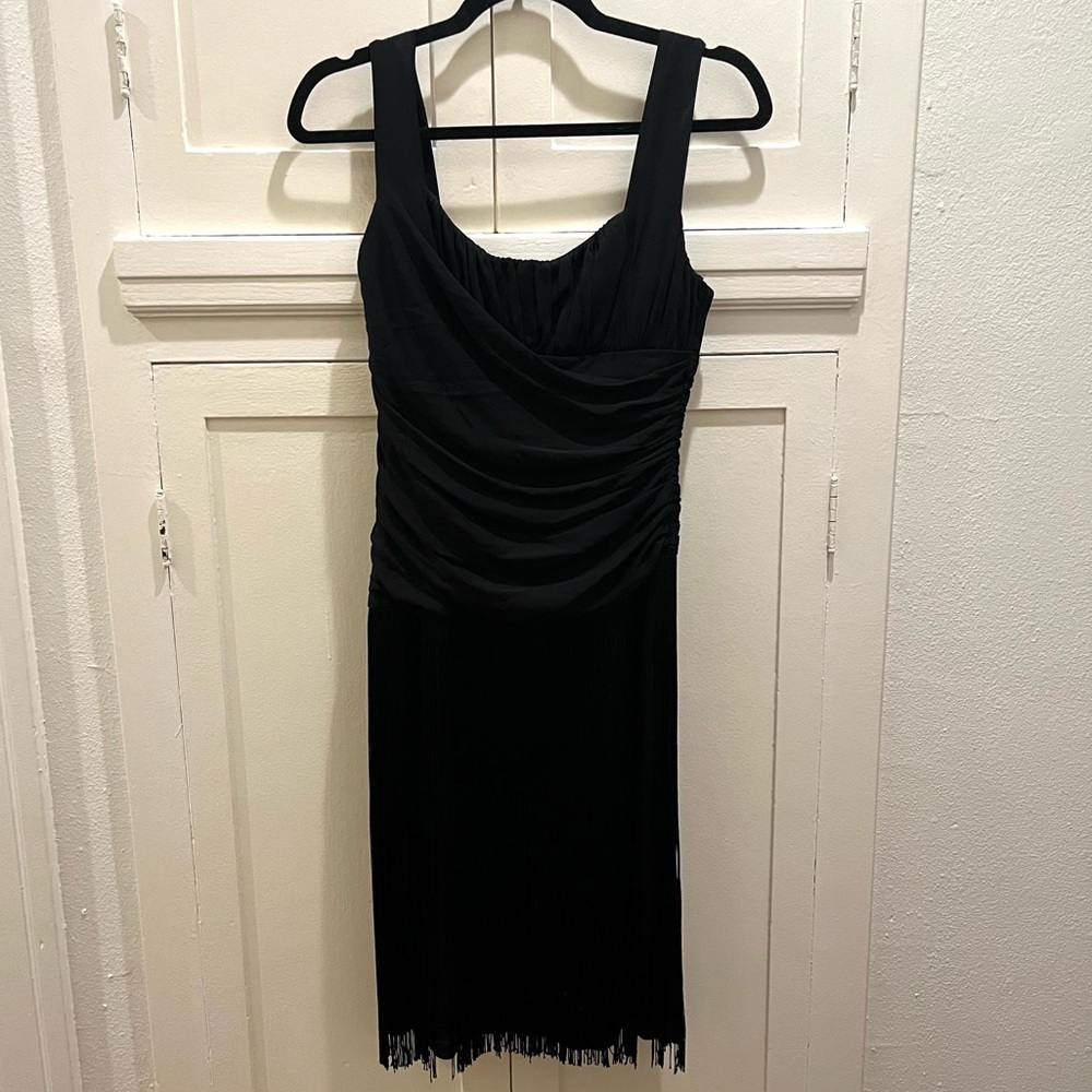 Michael Kors Black Fringe Pleated Dress